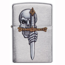 Зажигалка ZIPPO 49488 Sword Skull Brashed Chrome