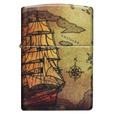 Зажигалка ZIPPO 49355 Pirate Ship White Matte