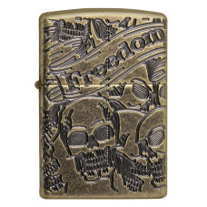 Зажигалка ZIPPO 49035 Armor Freedom Skull Design Antique Brass