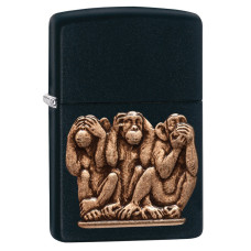 Зажигалка Zippo 29409 Three Monkeys Black Matte